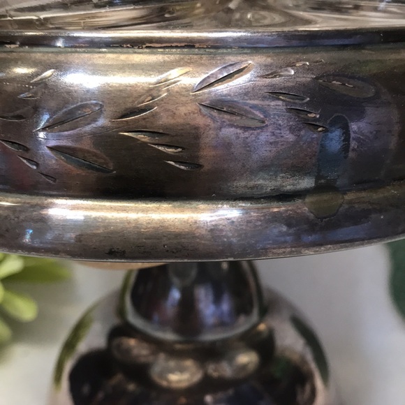 Vintage vase curettes carousel silver plated etch crystal glass oil vinegar 6 pc - Picture 5 of 16